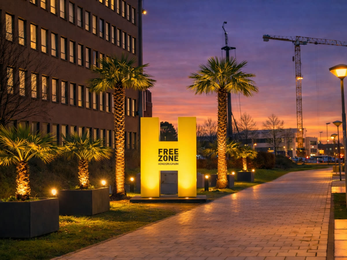 FREE ZONE-bord in gebiedsontwikkeling Hondsrugpark